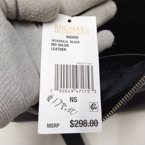 Michael Kors Ingrid Black Pebbled Leather Crossbody Shoulder Bag -NWT $298 - Picture 11 of 16